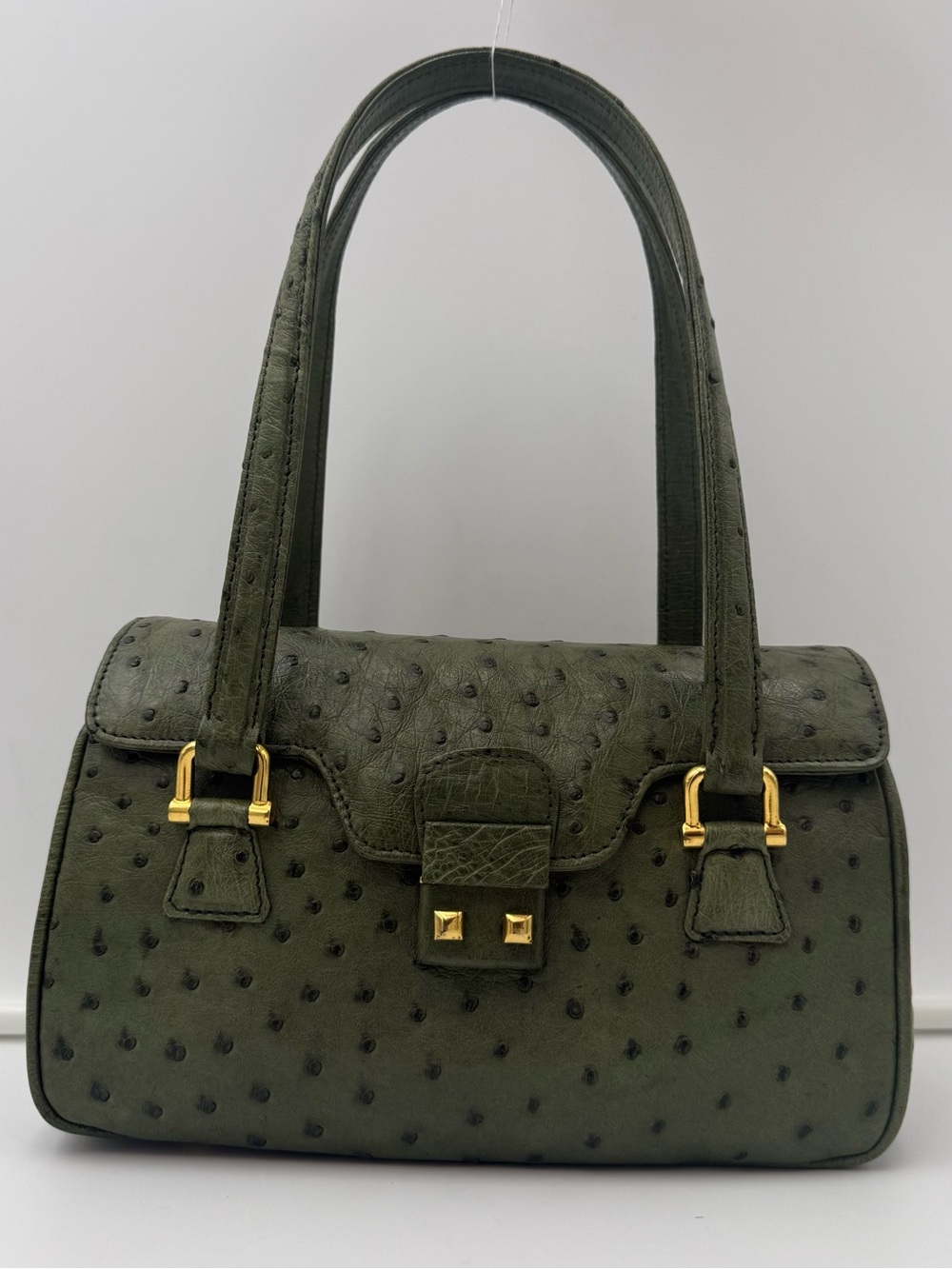 🇮🇹SANTAMARIA MILANO • Green Exotic Genuine OSTRICH 23 Bag • Made in ITALY - Picture 3 of 16